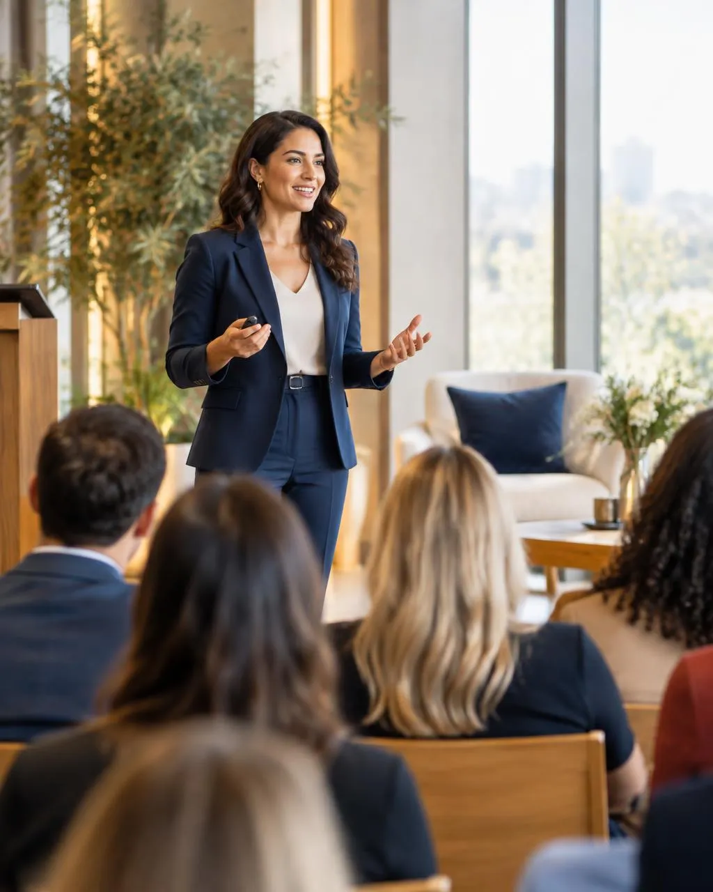 Speaker presenting to an engaged audience