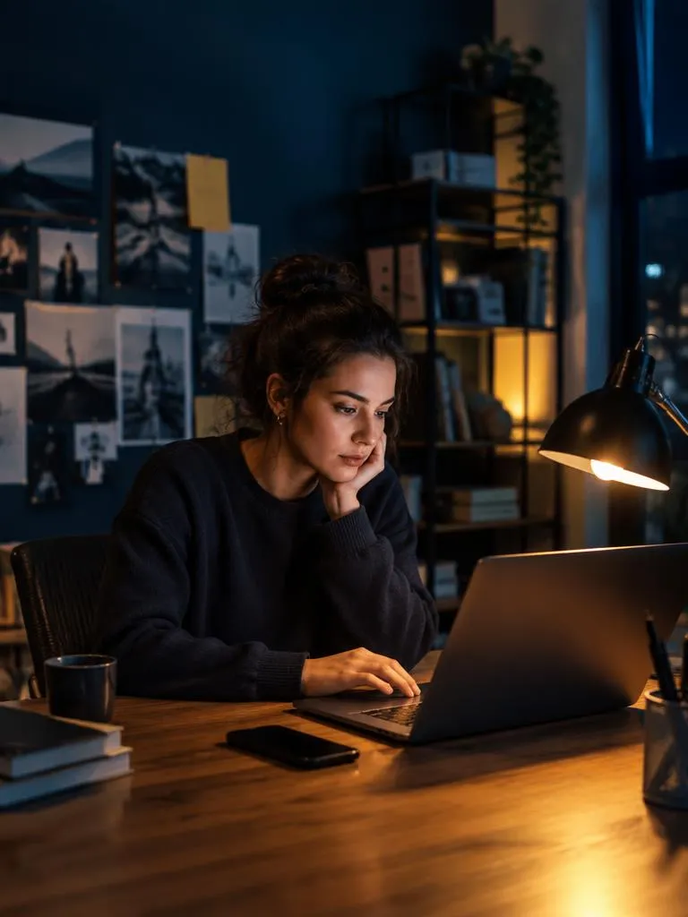 Founder working late in a studio